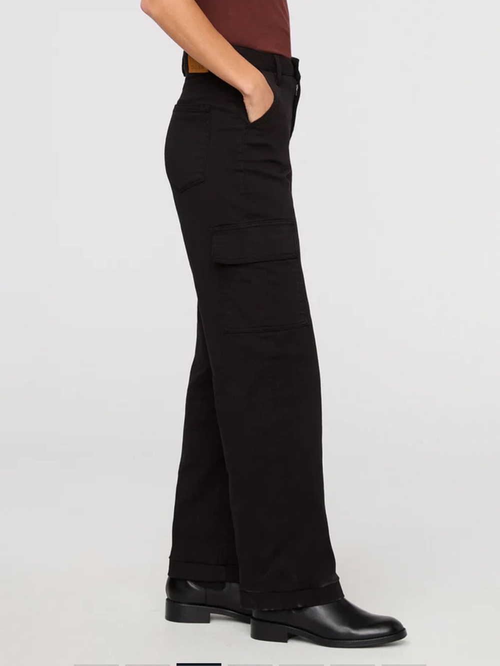 NWT Duer Du/er Women’s  LuxTwill Cargo Pants Black Cargo Straight-Leg - Picture 2 of 9